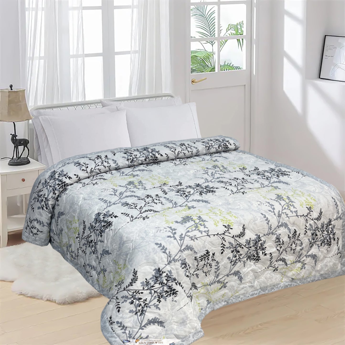 Silver Leaf 180 GSM AC Room Reversible Double Bed Comforter