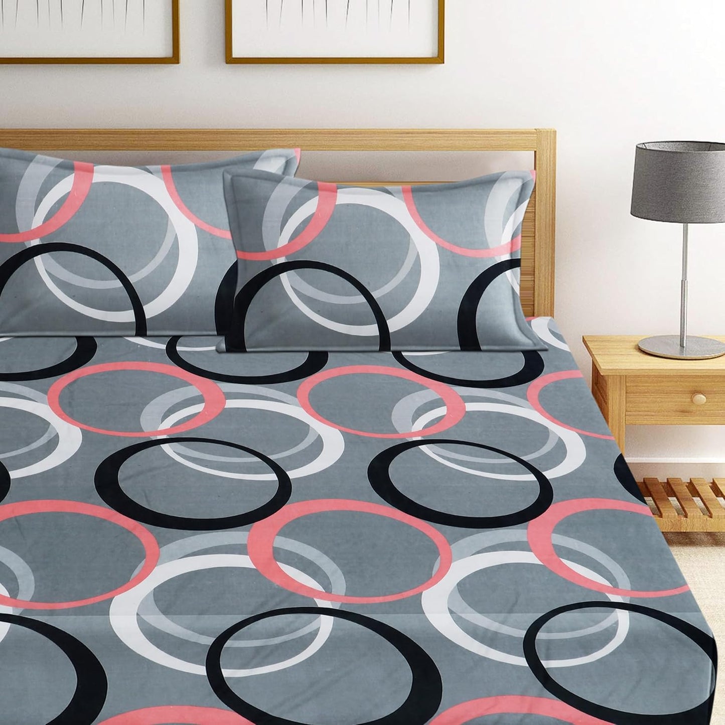 Cotton Blend Elastic Fitted King Bedsheet with 2 Pillow Covers (BUY1 GET1 FREE)