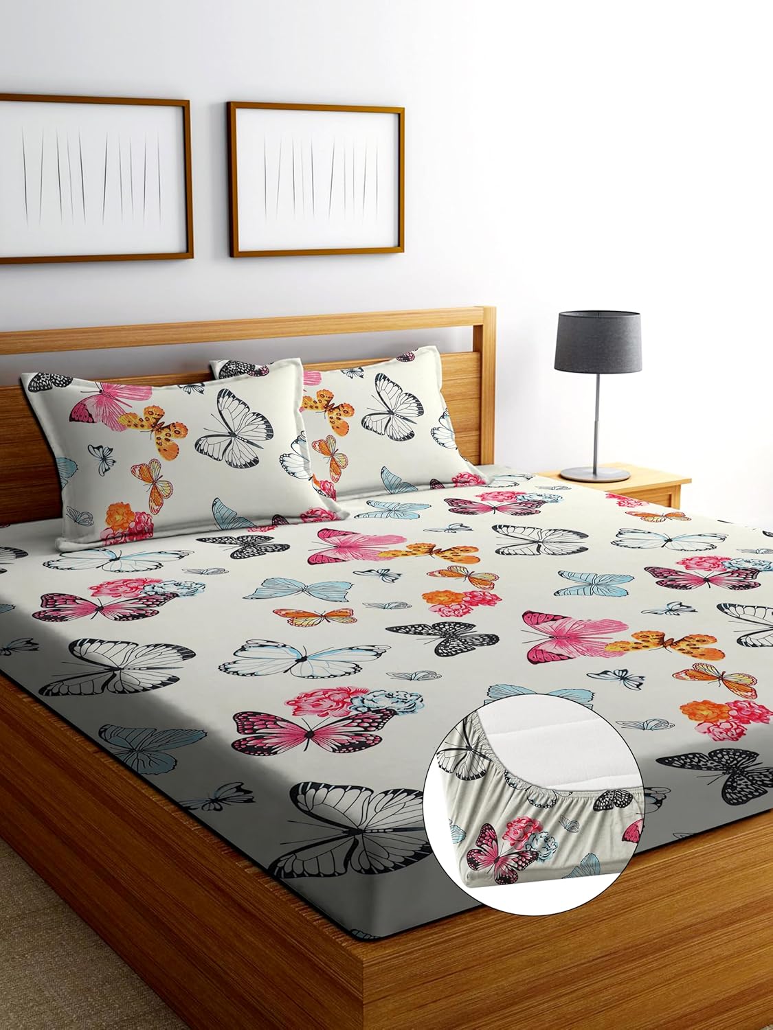 Cotton Blend Elastic Fitted King Bedsheet with 2 Pillow Covers (BUY1 GET1 FREE)