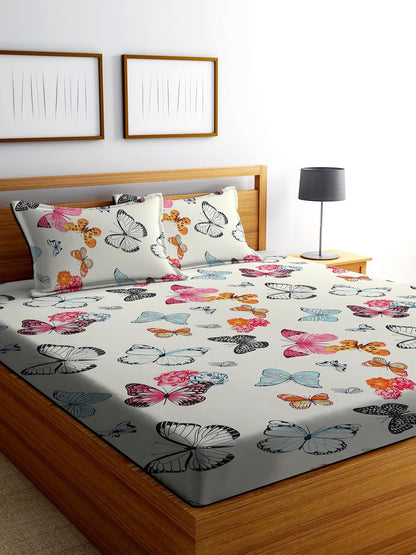 Cotton Blend Elastic Fitted King Bedsheet with 2 Pillow Covers (BUY1 GET1 FREE)