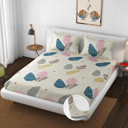 Cotton Blend Elastic Fitted King Bedsheet with 2 Pillow Covers (BUY1 GET1 FREE)