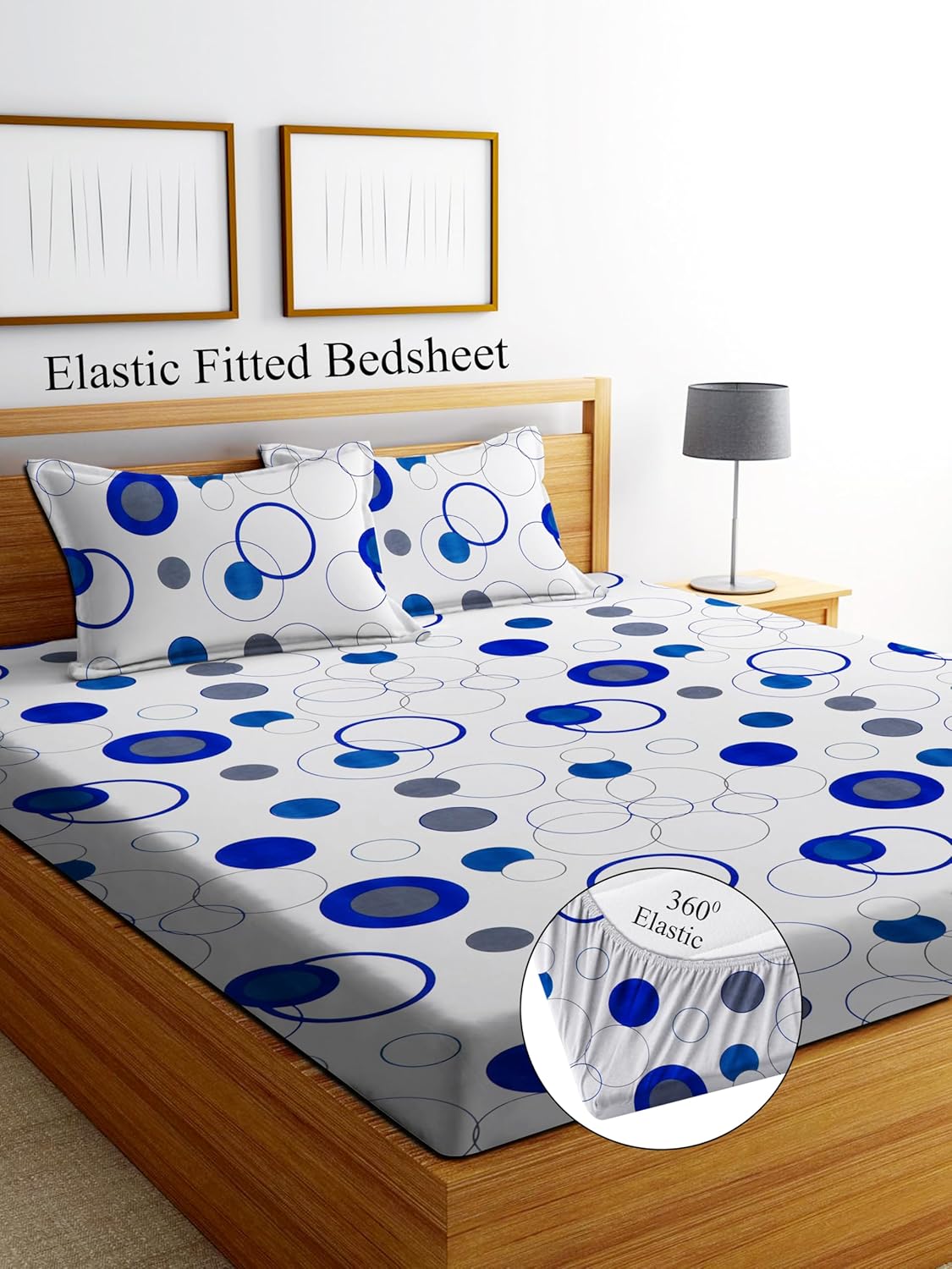 Cotton Blend Elastic Fitted King Bedsheet with 2 Pillow Covers (BUY1 GET1 FREE)