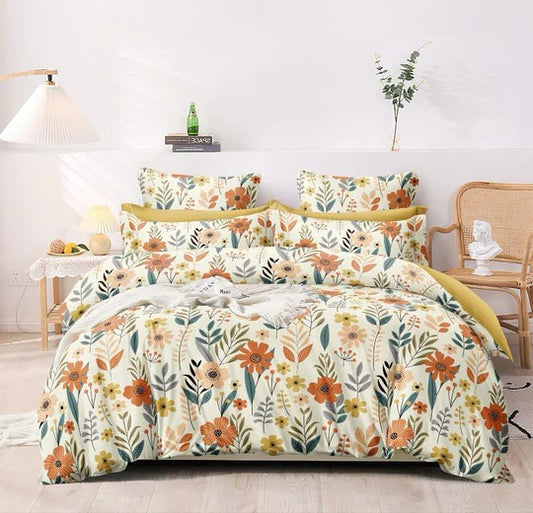 Floral Lines – 210 TC Cotton Blend Bedsheet | King Size (BUY 1 GET 1 FREE)