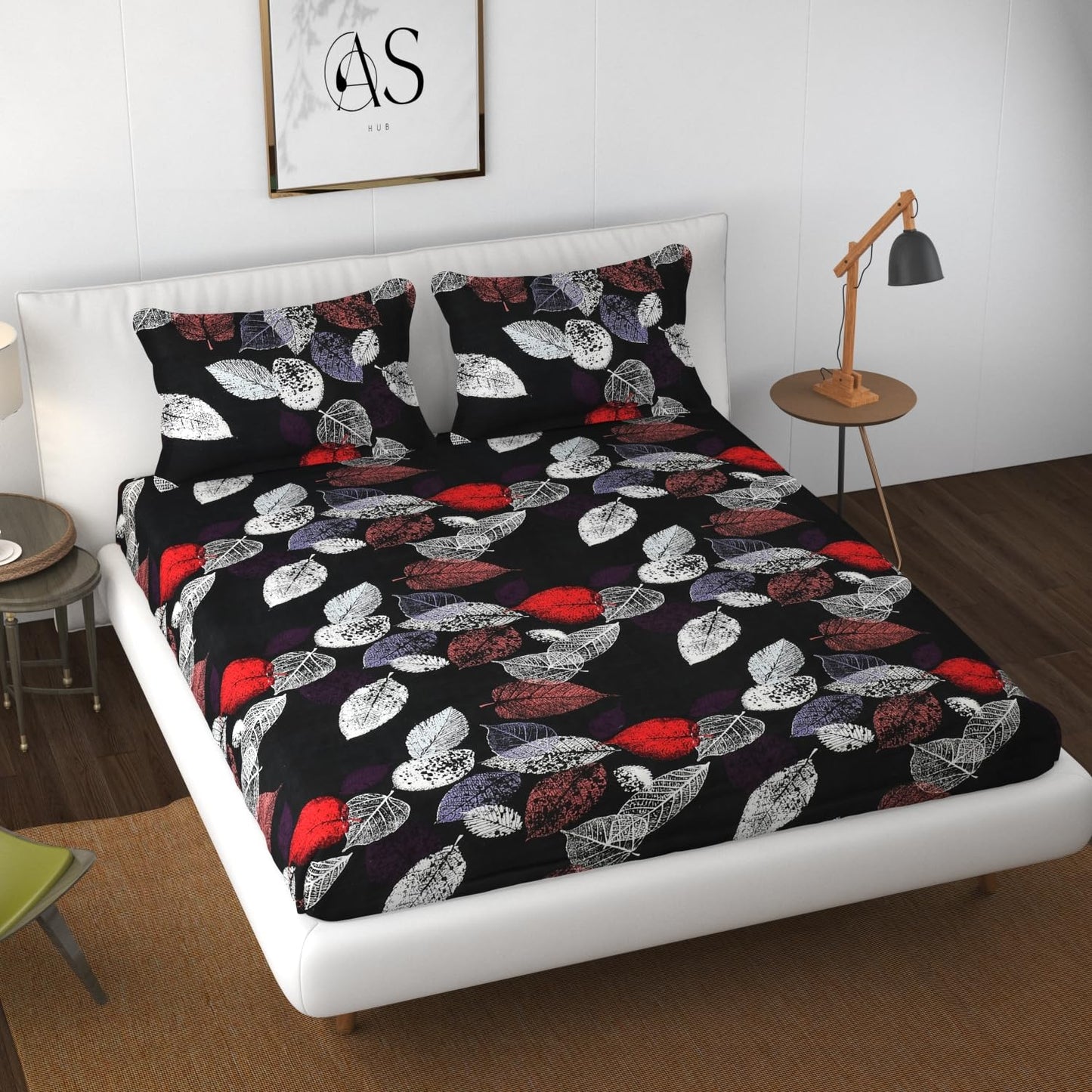 Premium Cotton Elastic Fitted King Size Bedsheet with 2 Pillow Covers (BUY1 GET1 FREE)