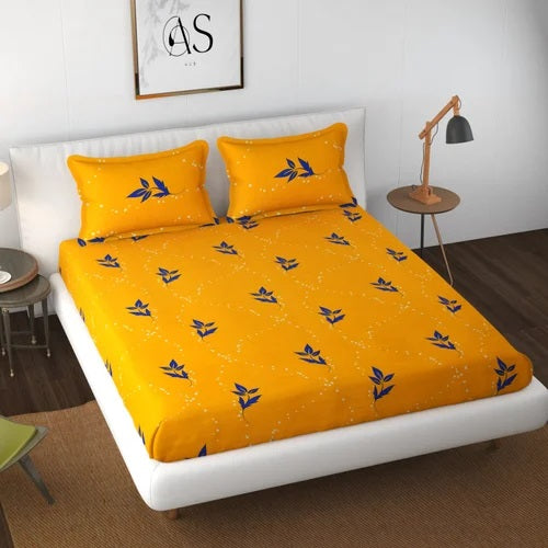 Premium Cotton Elastic Fitted King Size Bedsheet with 2 Pillow Covers (BUY1 GET1 FREE)