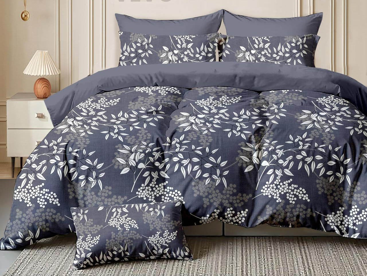 Smoky Blossom – 210 TC Cotton Blend Bedsheet | King Size