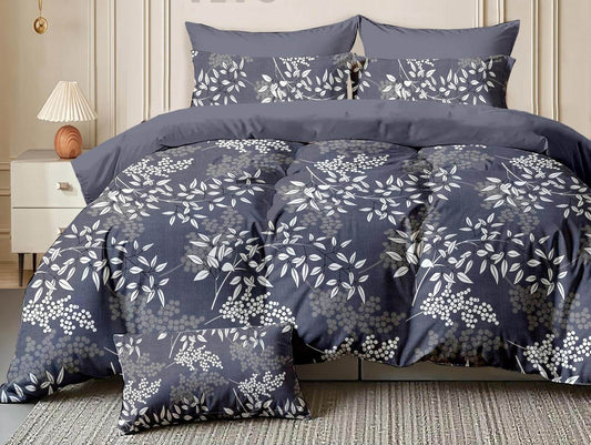 Smoky Blossom – 210 TC Cotton Blend Bedsheet | King Size