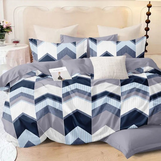 Layered Lines – 210 TC Cotton Blend Bedsheet | King Size (BUY 1 GET 1 FREE)