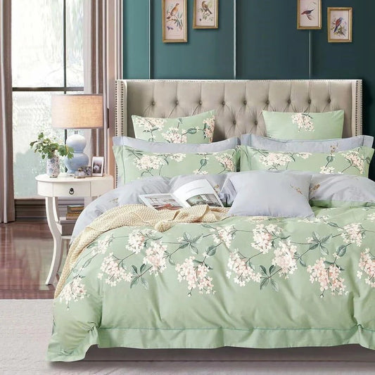 Botanic Bloom 210 TC King Size Cotton Blend Bedsheet – Forest Green (BUY 1 GET 1 FREE)