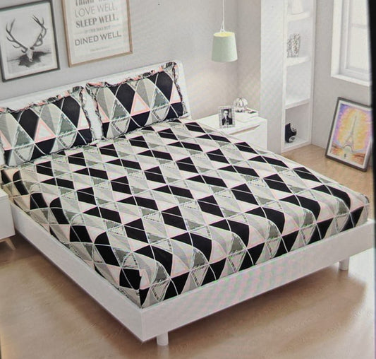 Chevron Flow – 210 TC Cotton Blend Bedsheet | King Size (BUY 1 GET 1 FREE)
