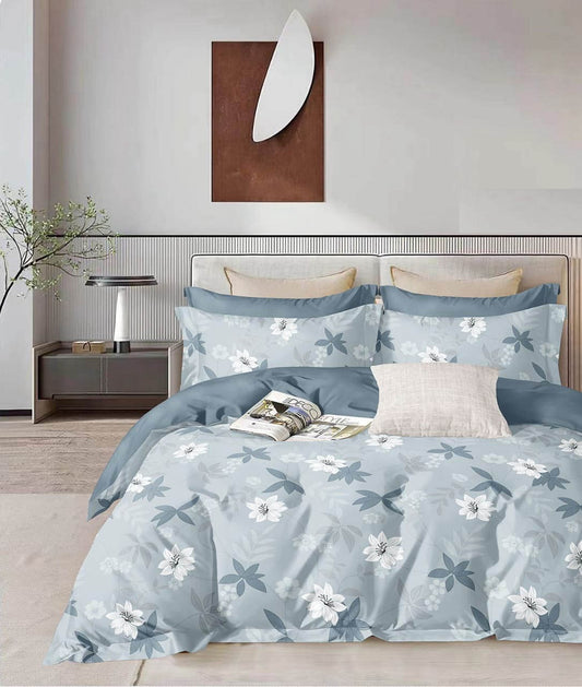 Ocean Flora – 210 TC Cotton Blend Bedsheet | King Size (BUY 1 GET 1 FREE)