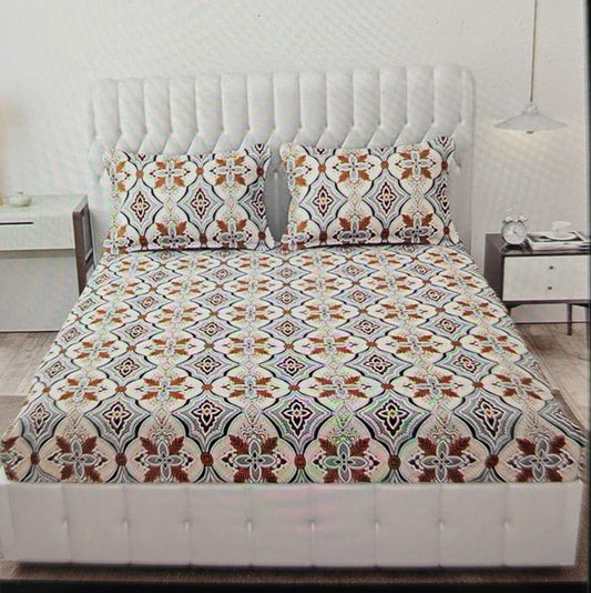 Azure Pattern  – 210 TC Cotton Blend Bedsheet | King Size (BUY 1 GET 1 FREE)