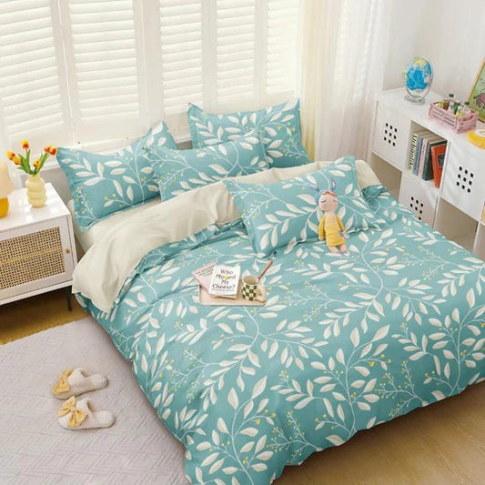 Aqua Blocks – 210 TC Cotton Blend Bedsheet | King Size (BUY 1 GET 1 FREE)
