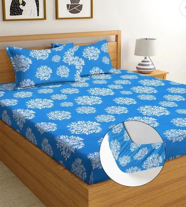 Cotton Blend Elastic Fitted King Bedsheet with 2 Pillow Covers (BUY1 GET1 FREE)