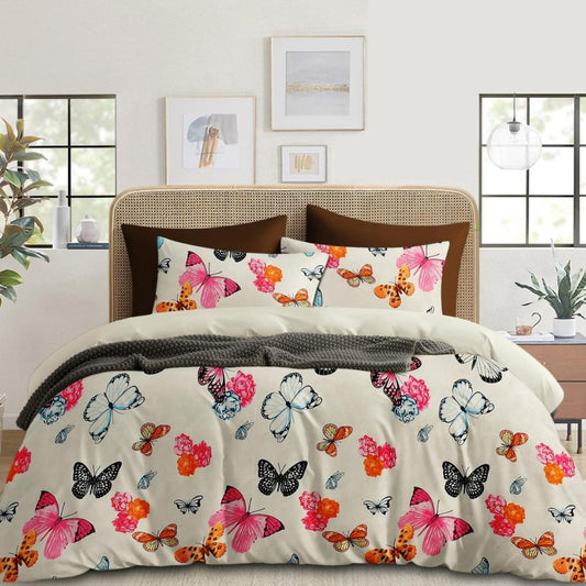 Butterfly Luxe – 210 TC Cotton Blend Bedsheet | King Size (BUY 1 GET 1 FREE)