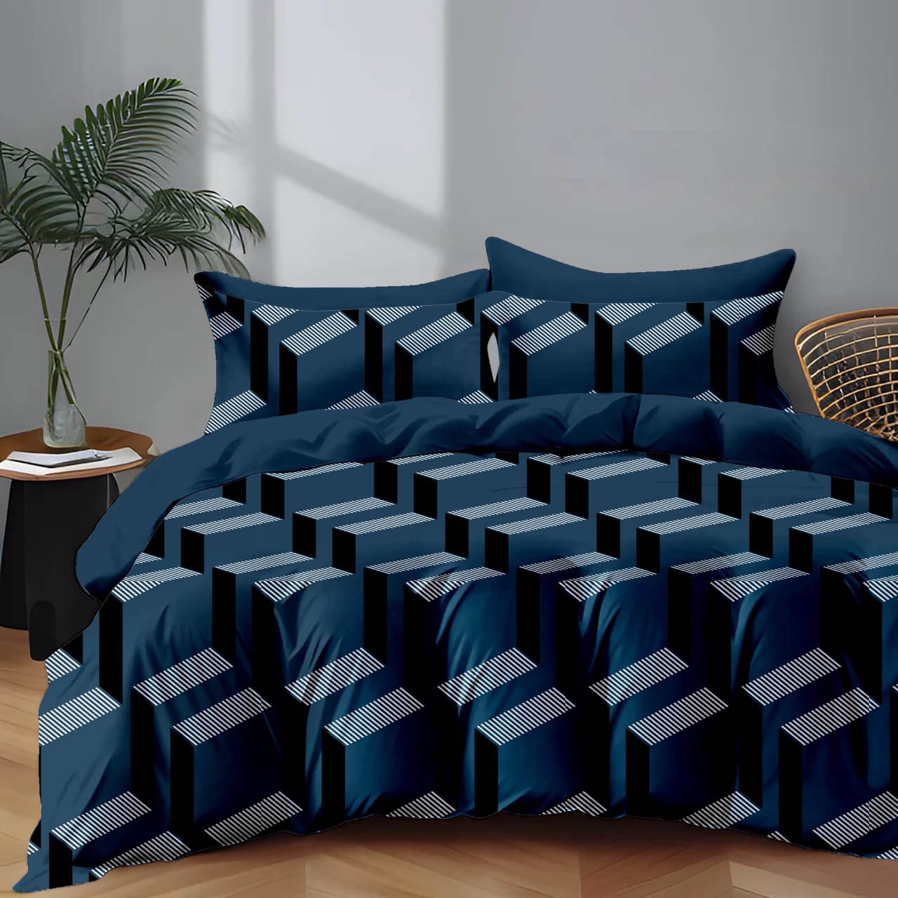 Premium Cotton Elastic Fitted King Size Bedsheet with 2 Pillow Covers (BOGO)
