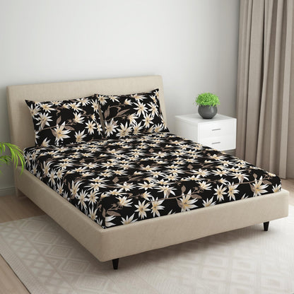 Premium Cotton Elastic Fitted King Size Bedsheet with 2 Pillow Covers (BUY1 GET1 FREE)