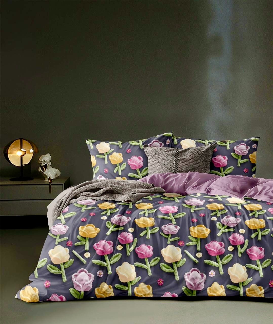 Cotton Blend Elastic Fitted King Bedsheet with 2 Pillow Covers (BUY1 GET1 FREE)