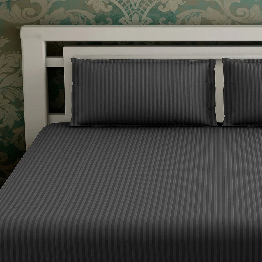 Charcoal Luxe – 210 TC Cotton Blend Bedsheet | King Size (BUY 1 GET 1 FREE)