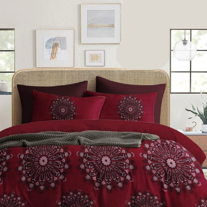 Red Reverie – 210 TC Cotton Blend Bedsheet | King Size (BUY 1 GET 1 FREE)