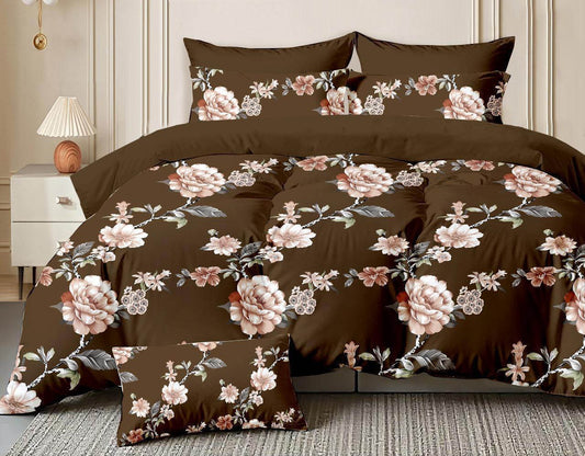 Twilight Bloom – 210 TC Cotton Blend Bedsheet | King Size (BUY 1 GET 1 FREE)