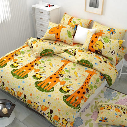 Giraffe Bloom – 210 TC Cotton Blend Bedsheet | King Size (BUY 1 GET 1 FREE)