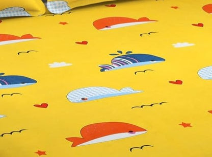 Yellow Whale – 210 TC Cotton Blend Bedsheet | King Size (BUY 1 GET 1 FREE)
