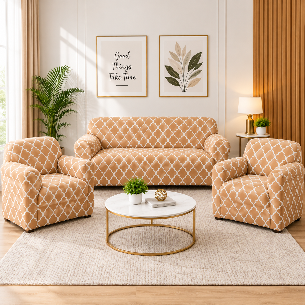 Premium Printed 3 Seater Sofa Cover Set | Stretchable & Stylish Sofa Covers for Living Room