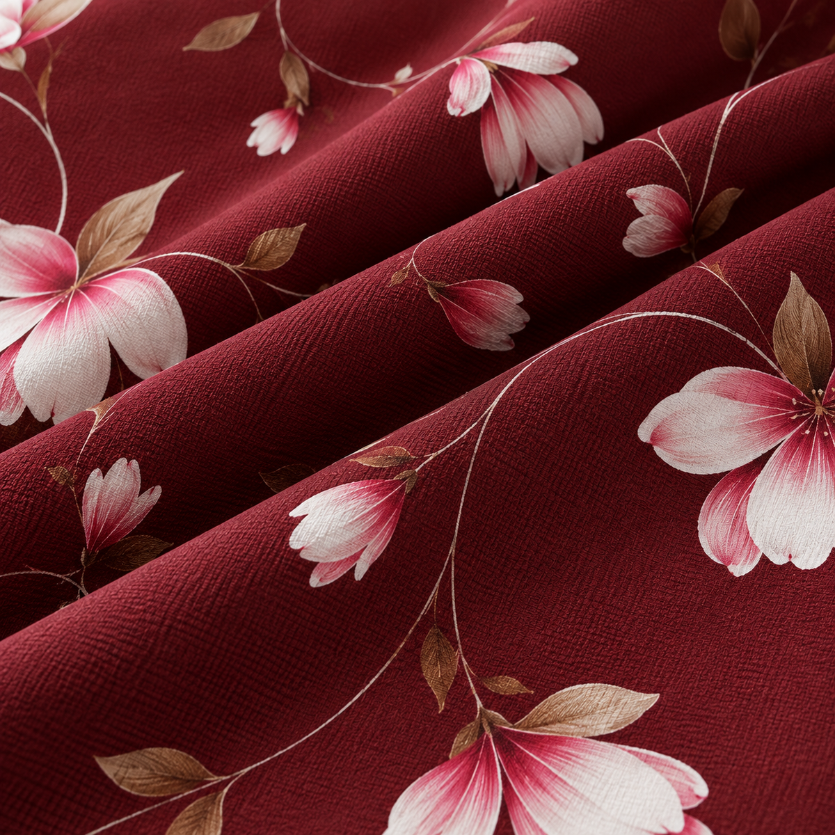 Printed Stretchable Elastic Sofa Cover Set 3 Seater & 1 Seater | Burgundy Floral Design