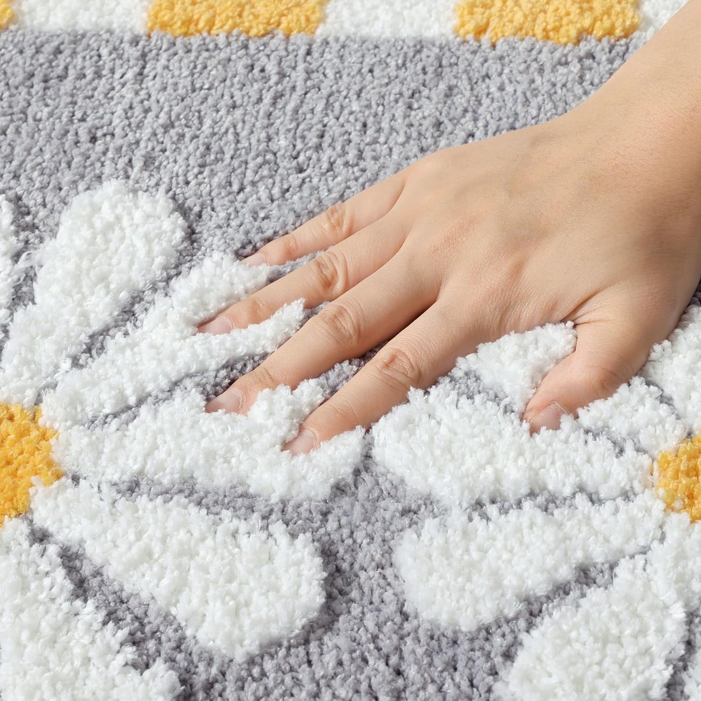 Grey Flower - Anti-Slip Microfibre Doormat (40x60 cm)