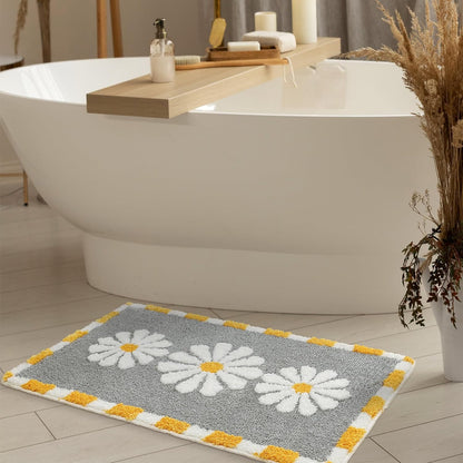 Grey Flower - Anti-Slip Microfibre Doormat (40x60 cm)