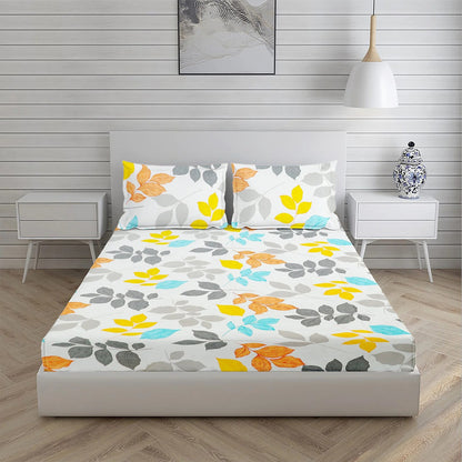 Premium Cotton Elastic Fitted King Size Bedsheet with 2 Pillow Covers (BOGO)