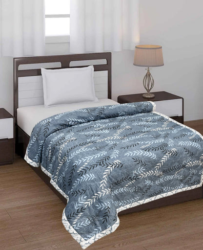 Grey Leaves 180 GSM AC Room Reversible Double Bed Comforter