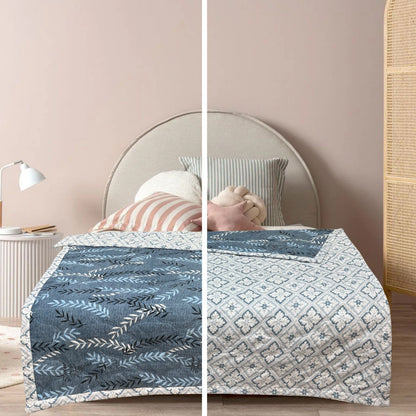 Grey Leaves 180 GSM AC Room Reversible Double Bed Comforter