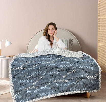 Grey Leaves 180 GSM AC Room Reversible Double Bed Comforter