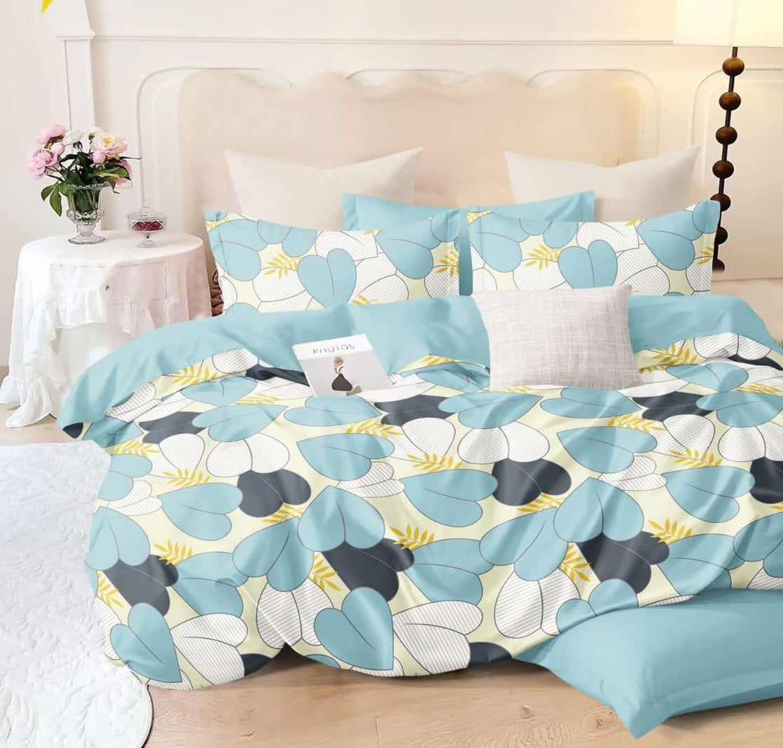 Cotton Blend Elastic Fitted King Bedsheet with 2 Pillow Covers (BUY1 GET1 FREE)