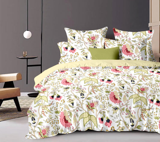 Blush Meadow – 210 TC Cotton Blend Bedsheet | King Size (BUY 1 GET 1 FREE)