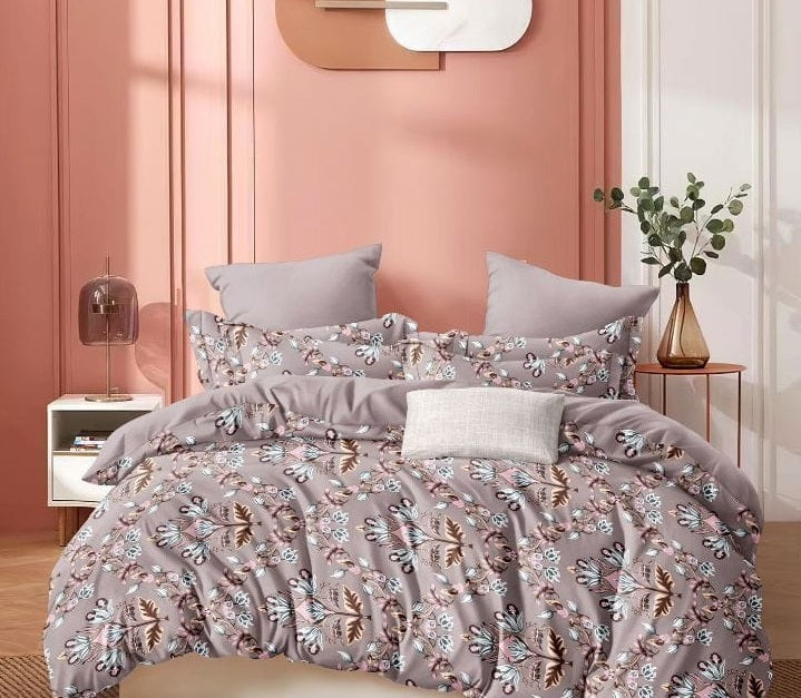 Mauve Meadow – 210 TC Cotton Blend Bedsheet | King Size (BUY 1 GET 1 FREE)