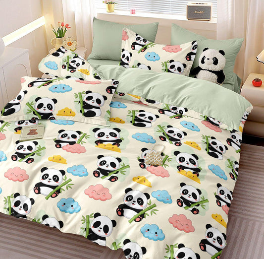 Panda Paradise – 210 TC Cotton Blend Bedsheet | King Size (BUY 1 GET 1 FREE)