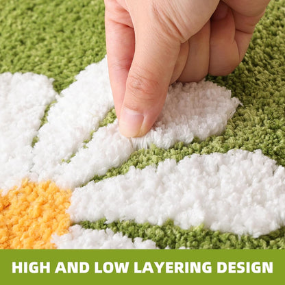 White Flower - Anti-Slip Microfibre Doormat (40x60 cm)