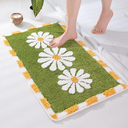 White Flower - Anti-Slip Microfibre Doormat (40x60 cm)