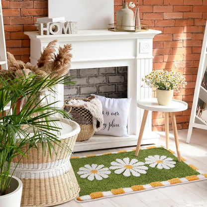 White Flower - Anti-Slip Microfibre Doormat (40x60 cm)