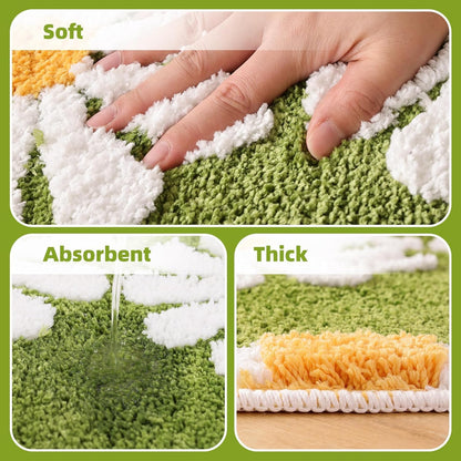 White Flower - Anti-Slip Microfibre Doormat (40x60 cm)