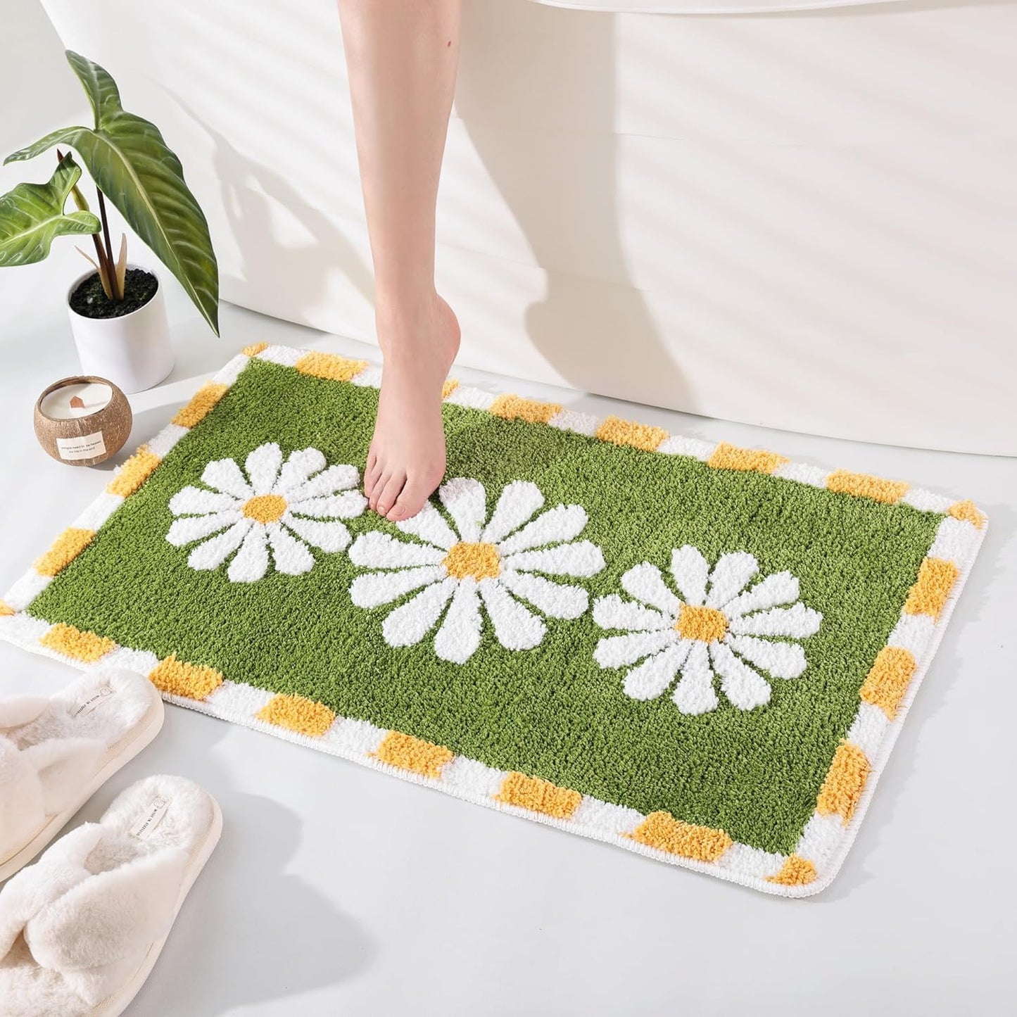 White Flower - Anti-Slip Microfibre Doormat (40x60 cm)